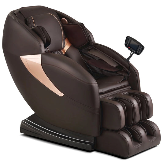Mazzup Massage Chair Full Body, Shiatsu Zero Gravity Massage Chair with Fully Assembled, LCD Screen, Lower Back and Calf Heating, Air Compression, Brown (DP)