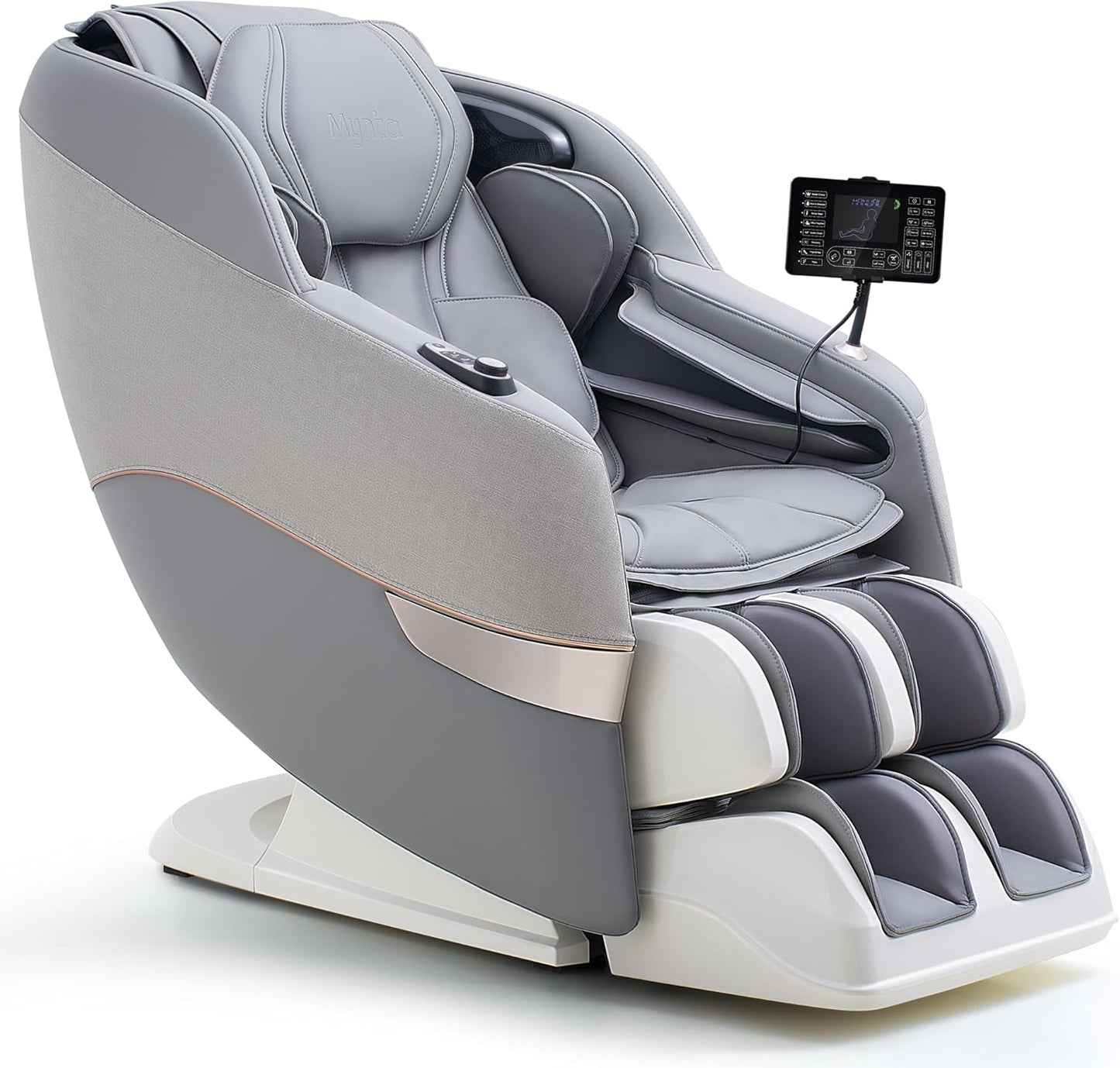 MYNTA 3D Massage Chair Full Body 2025 Shaitsu SL Track Massage Chairs with Zero Gravity Full Body Airbags & Heating, MC1650(Grey)