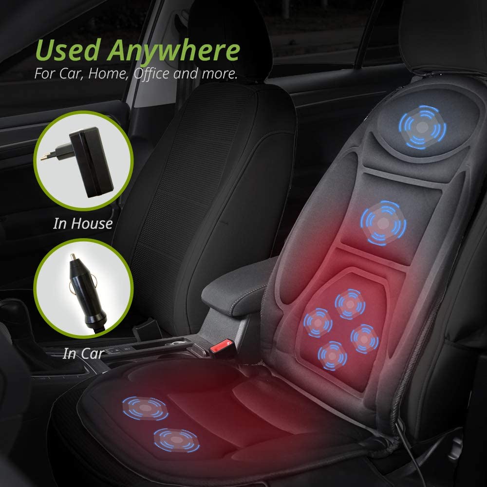 BestMassage 8-Motor Vibration Full Back Heated Car Seat Massager for Home  Office Seat Use 