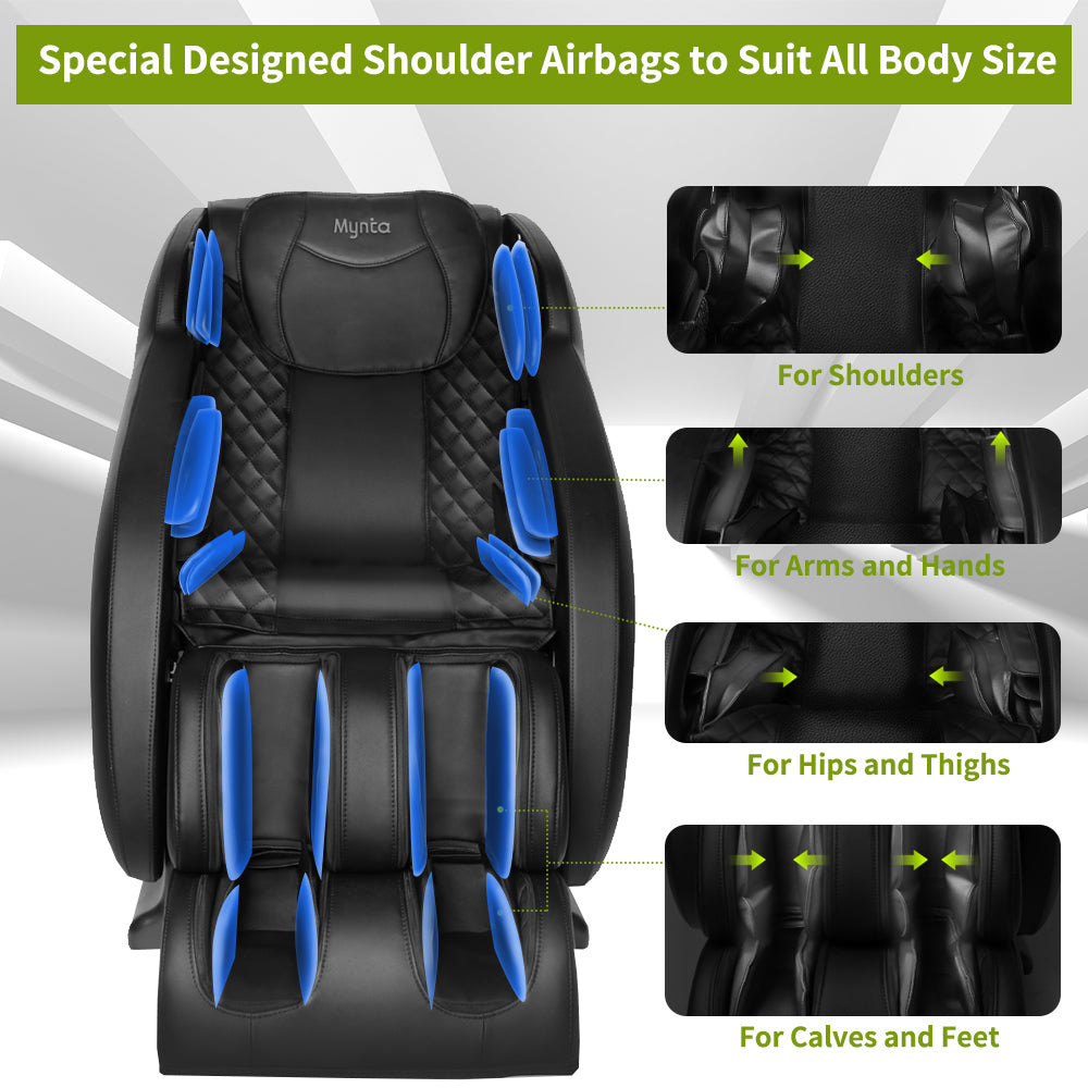 Mynta Full Body Massage Chair, SL-Track Recliner Chair with Thai Stretch, Zero Gravity,Bluetooth Speaker,Foot Rollers and Waist Heating