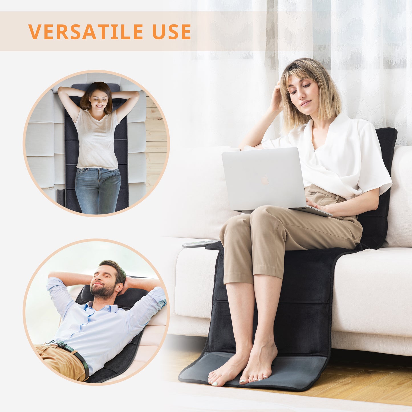 Mynt Vibration Massage Mat with Adjustable Position Pillow 10 Vibrating Motors & 6 Heating Pads