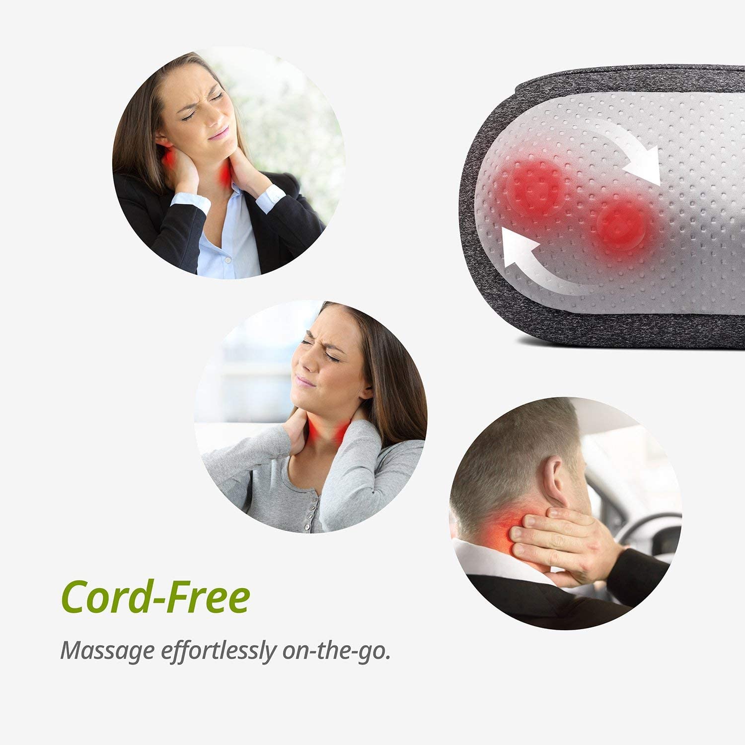 Portable Neck Massager  Get Shiatsu Cordless Neck Massager with