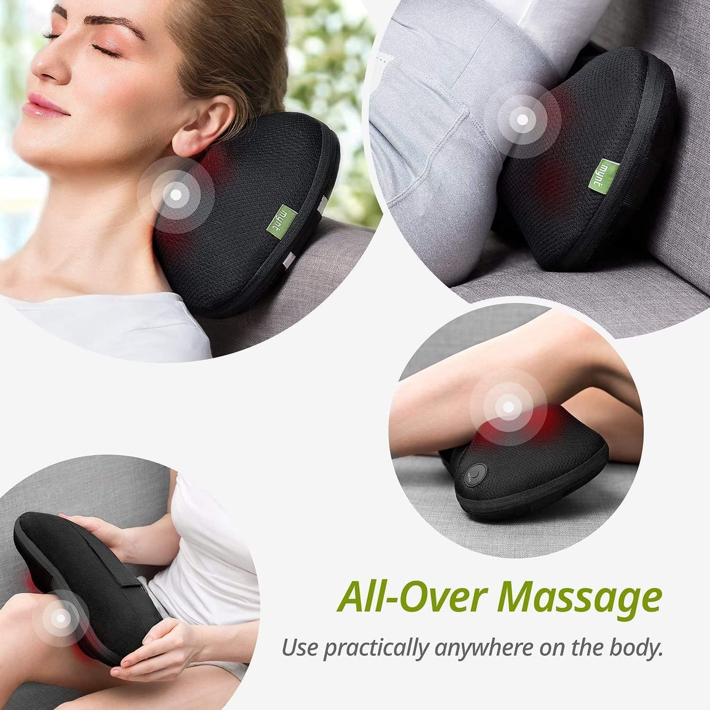 Mynt Shiatsu Massage Heated Pillow with 6 Massage Nodes – HelloMynt