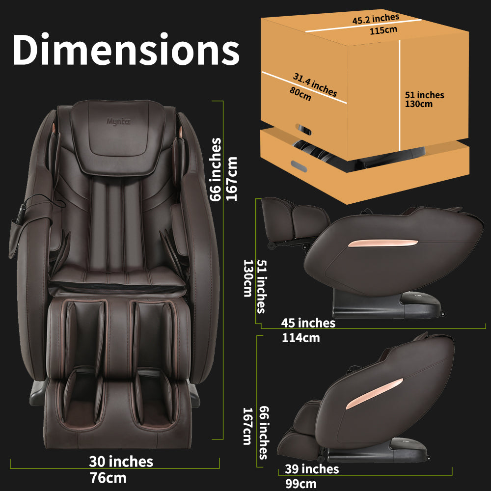 Mynta Full Body Massage Chair, SL-Track Recliner Chair with Body Scan,Thai Stretch, Zero Gravity,Bluetooth Speaker,Foot Rollers and Waist Heating