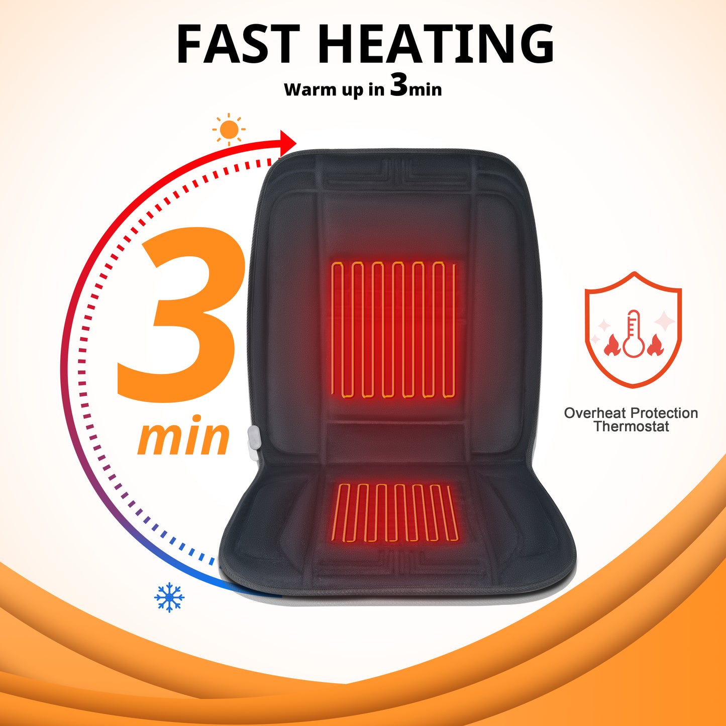 Wide Heated Seat Cover with Fast Heating for Car in the Winter