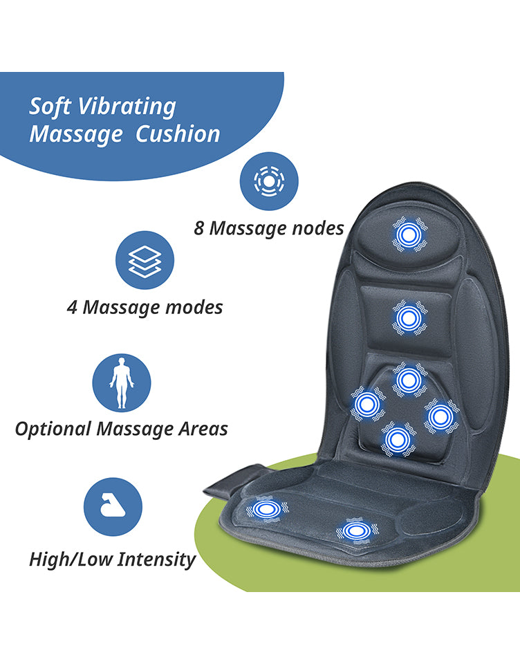 Vibration Back Massager Seat with Heat:Chair Seat Massager with 8 Vibration Massage Nodes, Massage Chair Pad for Home Office Chair(Gray)