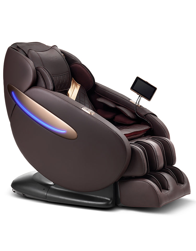 Mynta Massage Chair, Zero Gravity Full Body Massage Chair Recliner with SL Track, AI Voice Control, LCD Screen, Quick Access Buttons, USB Charger, Auto Body Scan, Bluetooth, Brown