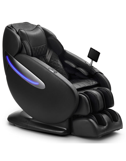 Mynta Massage Chair, Full Body Zero Gravity Massage Chair, SL Track Massage Chair Recliner with AI Voice Control, LCD Screen, Quick Access Buttons, USB Charger, Bluetooth, Foot Rollers, Heating, Black